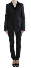 Exte Black One Button Three Piece Suit In Black