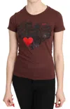 Exte Hearts Printed Round Neck T-shirt Top In Red