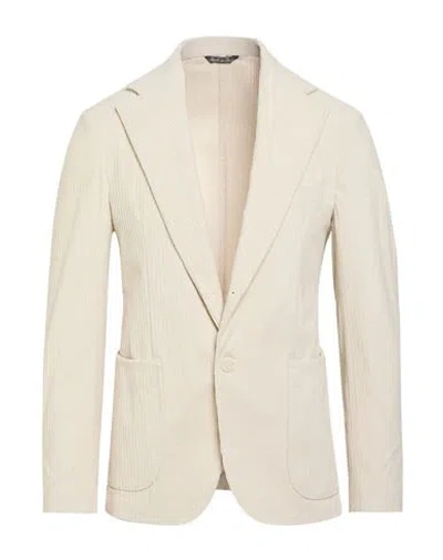 Exte Man Blazer Beige Size 46 Cotton, Polyester In White
