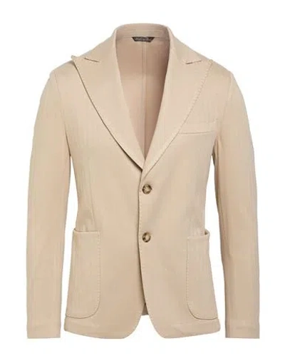 Exte Man Blazer Beige Size 46 Viscose, Nylon, Elastane In Multi