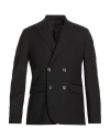 Exte Man Blazer Black Size 44 Polyester, Wool, Elastane In Multi