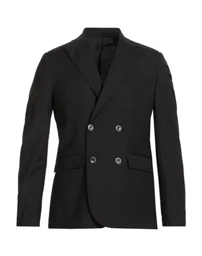 Exte Man Blazer Black Size 44 Polyester, Wool, Elastane In Multi
