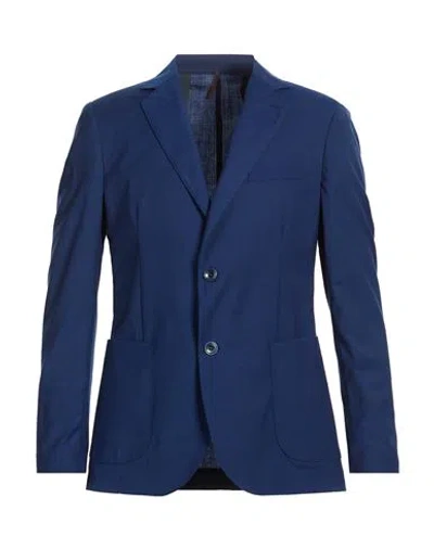Exte Man Blazer Bright Blue Size 42 Polyester, Wool, Elastane