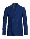 Exte Man Blazer Bright Blue Size 44 Polyester, Wool, Elastane In Multi