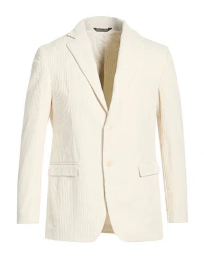 Exte Man Blazer Cream Size 40 Cotton, Polyester, Elastane In White