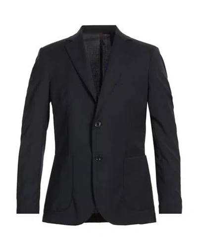 Exte Man Blazer Midnight Blue Size 38 Polyester, Wool, Elastane In Black