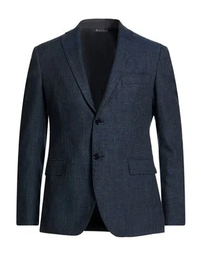 Exte Man Blazer Navy Size 38 Wool, Linen In Blue
