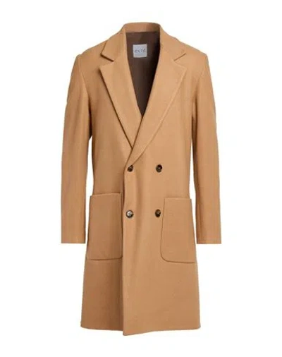 Exte Man Coat Camel Size 44 Polyester, Wool, Viscose In Gold
