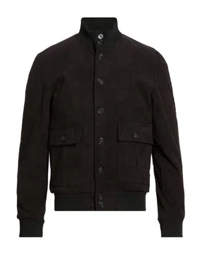 Exte Man Jacket Black Size 42 Cotton, Polyester In Brown
