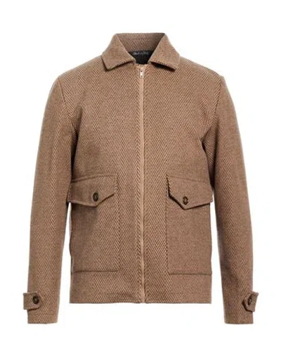 Exte Man Jacket Camel Size 46 Polyester, Viscose, Acrylic In Brown