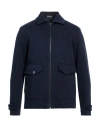 Exte Man Jacket Midnight Blue Size 46 Polyester, Viscose, Wool In Blue
