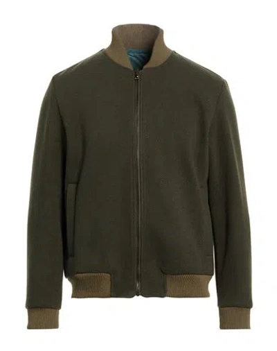 EXTE EXTE MAN JACKET MILITARY GREEN SIZE 42 POLYESTER, VISCOSE, WOOL