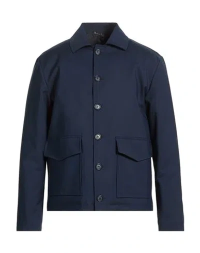 Exte Man Jacket Navy Size 40 Cotton, Nylon, Elastane In Blue