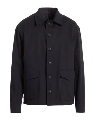 Exte Man Jacket Navy Size 44 Cotton, Elastane In Blue