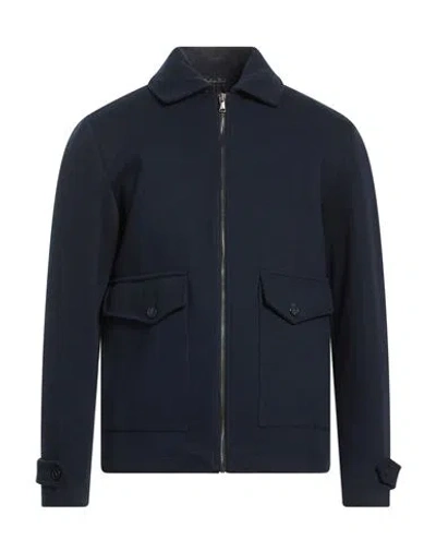 Exte Man Jacket Navy Size 46 Polyester, Viscose, Wool In Blue