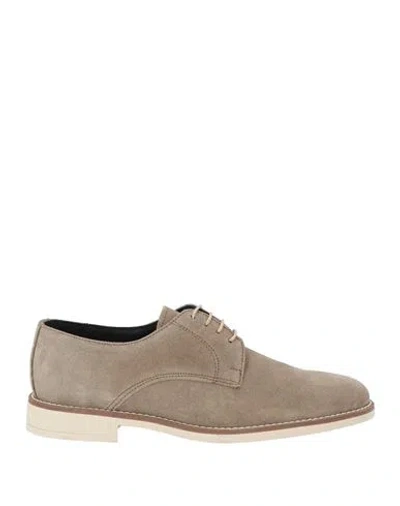 Exte Man Lace-up Shoes Taupe Size 9 Leather In Gray