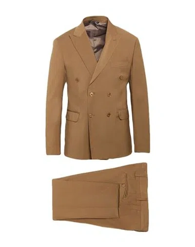 Exte Man Suit Camel Size 38 Wool In Brown