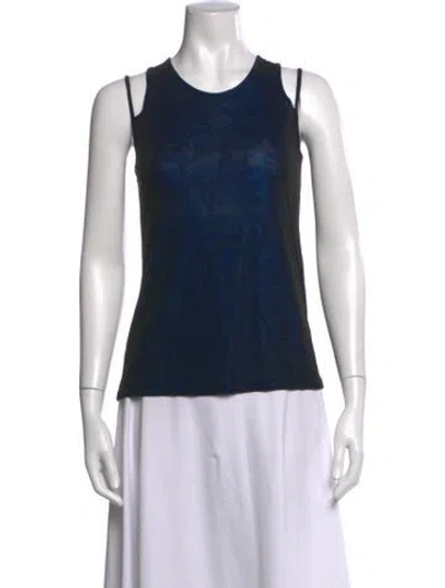 Pre-owned Exte Printed Crew Neck Top In Blue