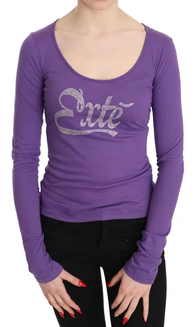 Exte Purple  Crystal Embellished Long Sleeve Top Women's Blouse