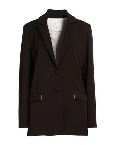Exte Woman Blazer Black Size L Viscose, Nylon, Elastic Fibres In Brown