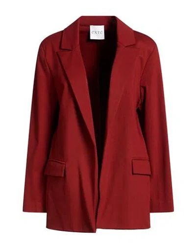 Exte Woman Blazer Brick Size 10 Viscose, Nylon, Elastic Fibres In Red
