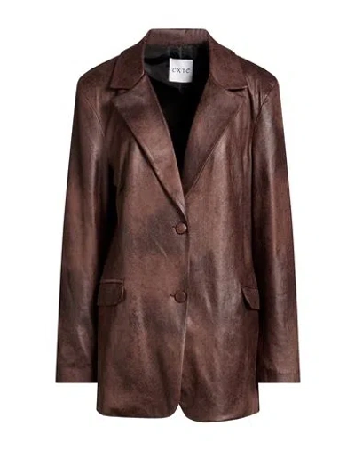 Exte Woman Blazer Chocolate Brown Size Xl Polyester, Elastane