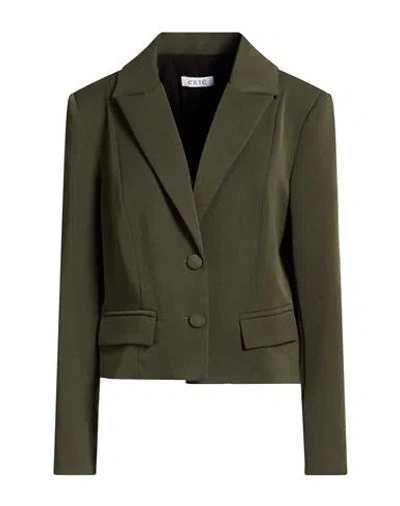 Exte Woman Blazer Military Green Size L Polyester, Viscose, Elastic Fibres