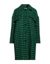Exte Woman Coat Green Size 4 Polyester, Wool, Viscose In Green