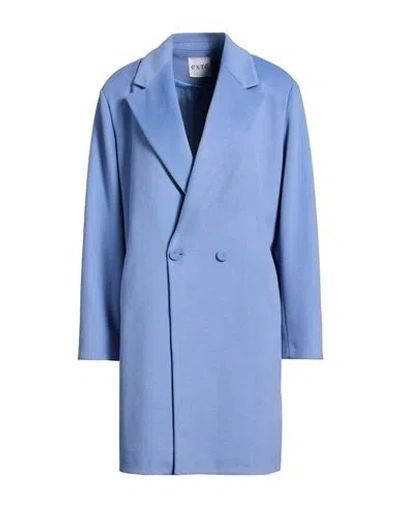 Exte Woman Coat Slate Blue Size 8 Polyester, Viscose, Elastic Fibres