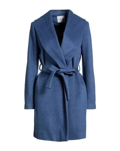 Exte Woman Coat Slate Blue Size 8 Polyester, Viscose, Elastic Fibres
