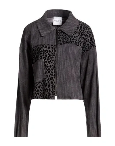 Exte Woman Jacket Grey Size S Polyester, Cotton, Elastic Fibres In Black