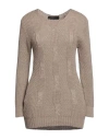 Exte Woman Sweater Taupe Size S/m Acrylic, Wool In Grey
