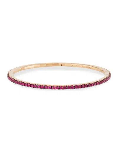 Ex-tensible 18k Rose Gold Ruby Stretch Tennis Bracelet In Rg/ruby