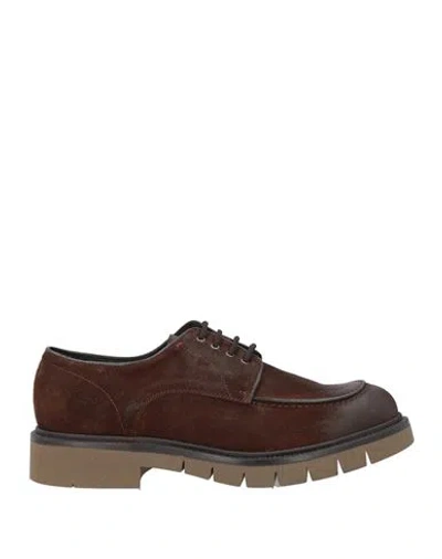 Exton Man Lace-up Shoes Dark Brown Size 12 Leather