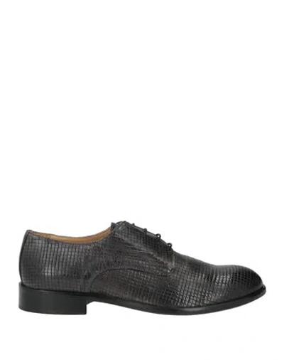 Exton Man Lace-up Shoes Charcoal Size 10 Leather In Black