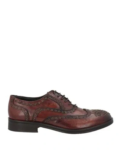 Exton Man Lace-up Shoes Chocolate Brown Size 9 Leather