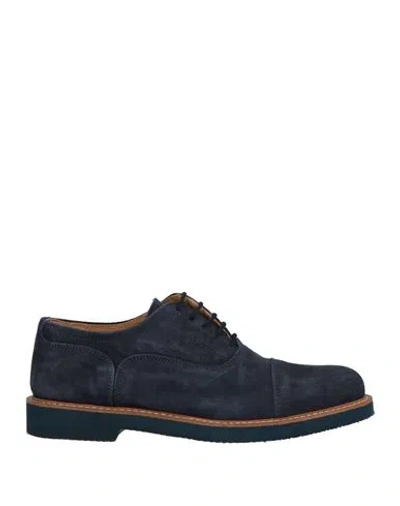 Exton Man Lace-up Shoes Navy Size 7 Leather In Blue