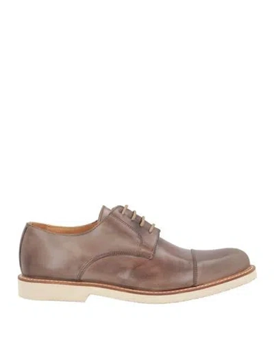 Exton Man Lace-up Shoes Taupe Size 8 Leather In Brown
