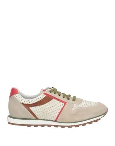 Exton Man Sneakers Beige Size 9 Soft Leather