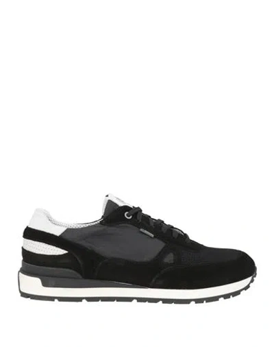 Exton Man Sneakers Black Size 10 Soft Leather, Textile Fibers