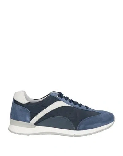 Exton Man Sneakers Blue Size 12 Leather, Textile Fibers