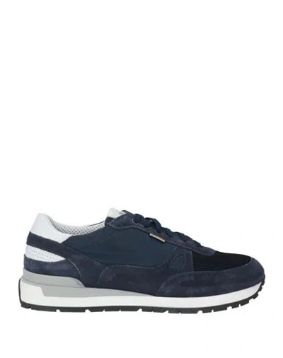 Exton Man Sneakers Navy Size 8 Leather, Textile Fibers
