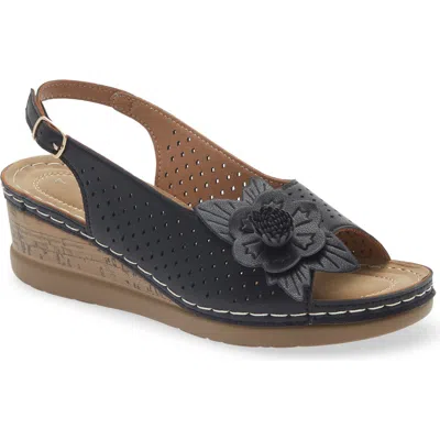 Extreme By Eddie Marc Bethea Floral Appliqué Slingback Sandal In Black