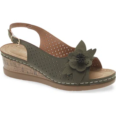 Extreme By Eddie Marc Bethea Floral Appliqué Slingback Sandal In Green