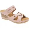 Extreme By Eddie Marc Buckle Wedge Slide Sandal In Pink