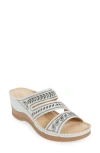 Extreme By Eddie Marc Embellished Wedge Sandal In White