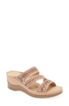 Extreme By Eddie Marc Embellished Wedge Sandal In Pink