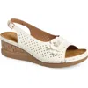 Extreme By Eddie Marc Laser-cut Wedge Slingback Sandal In White