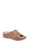 Extreme By Eddie Marc Rhinestone Crisscross Wedge Sandal In Brown