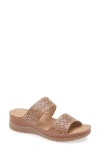 Extreme By Eddie Marc Rhinestone Studded Wedge Sandal In Brown